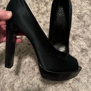 Tory Burch black platform heels